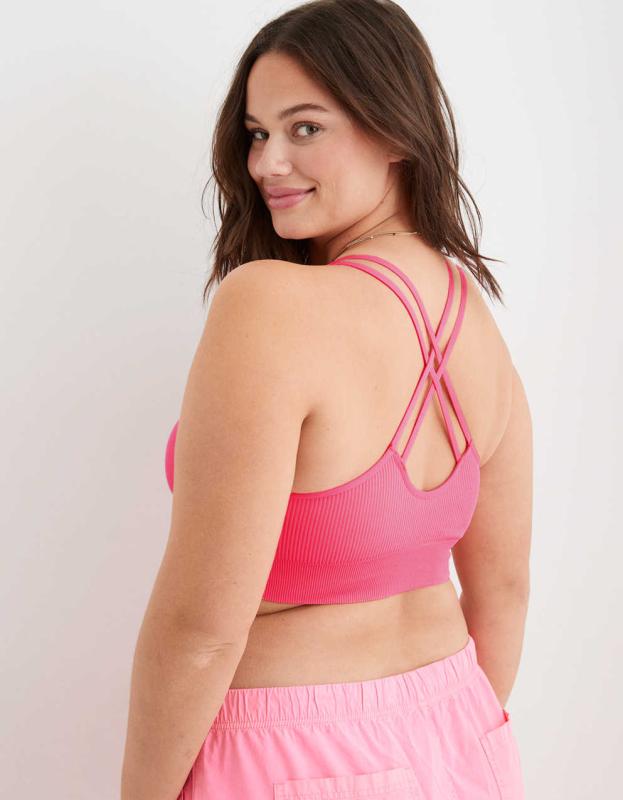 Aerie Seamless Strappy Padded Bralette - Coral Sun, XS 