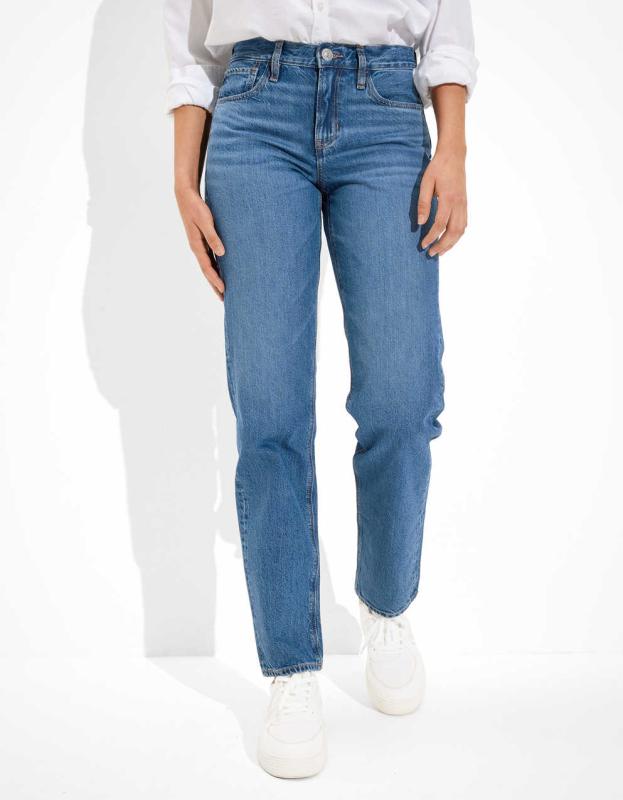 AE x The Jeans Redesign '90s Straight Jean - Medium Indigo, 00 