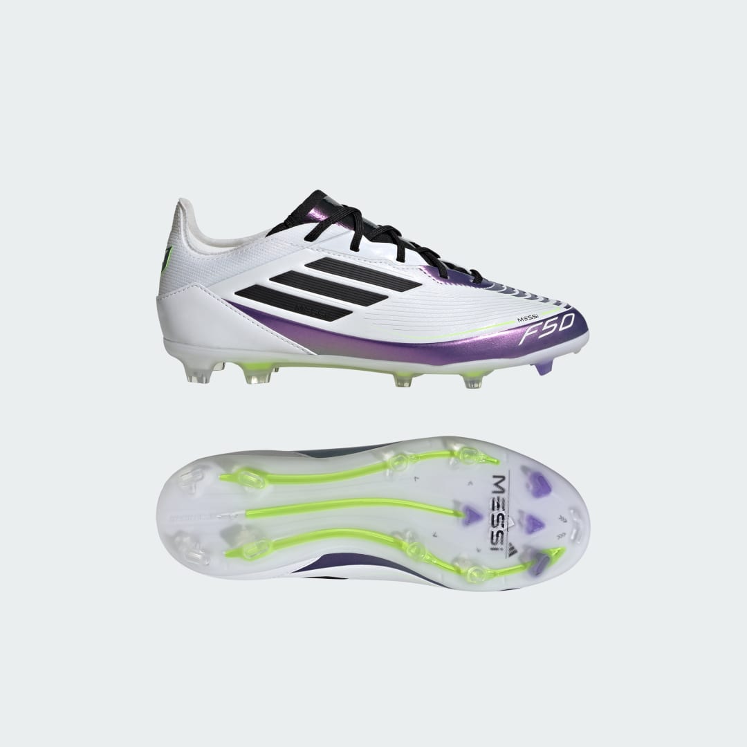 adidas Messi F50 Pro Firm Ground Boots Kids Football 13K Kids White / Black / Purple