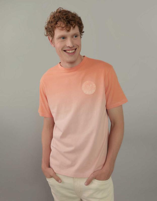 AE Dip Dye Logo Graphic T-Shirt - Pink, L 