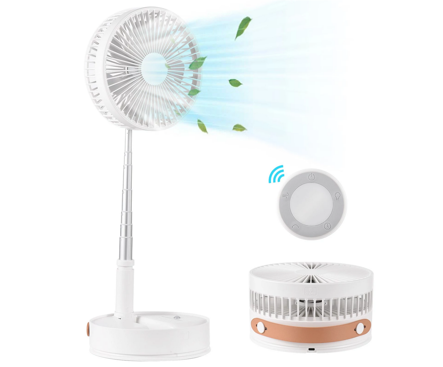 Portable Low Noise Standing Fan Foldable Floor Fan Support 4 Wind Speed Timer 180° Rotate with 7200mAh Rechargeable Battery