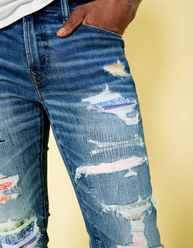 AE Pride AirFlex+ Athletic Skinny Jean - Destroyed Dark Wash, 28W x 30L 