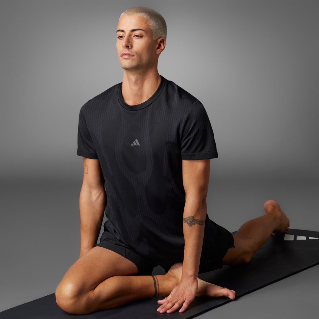 adidas Designed for Training Yoga Seamless Tee Training XS Men Black