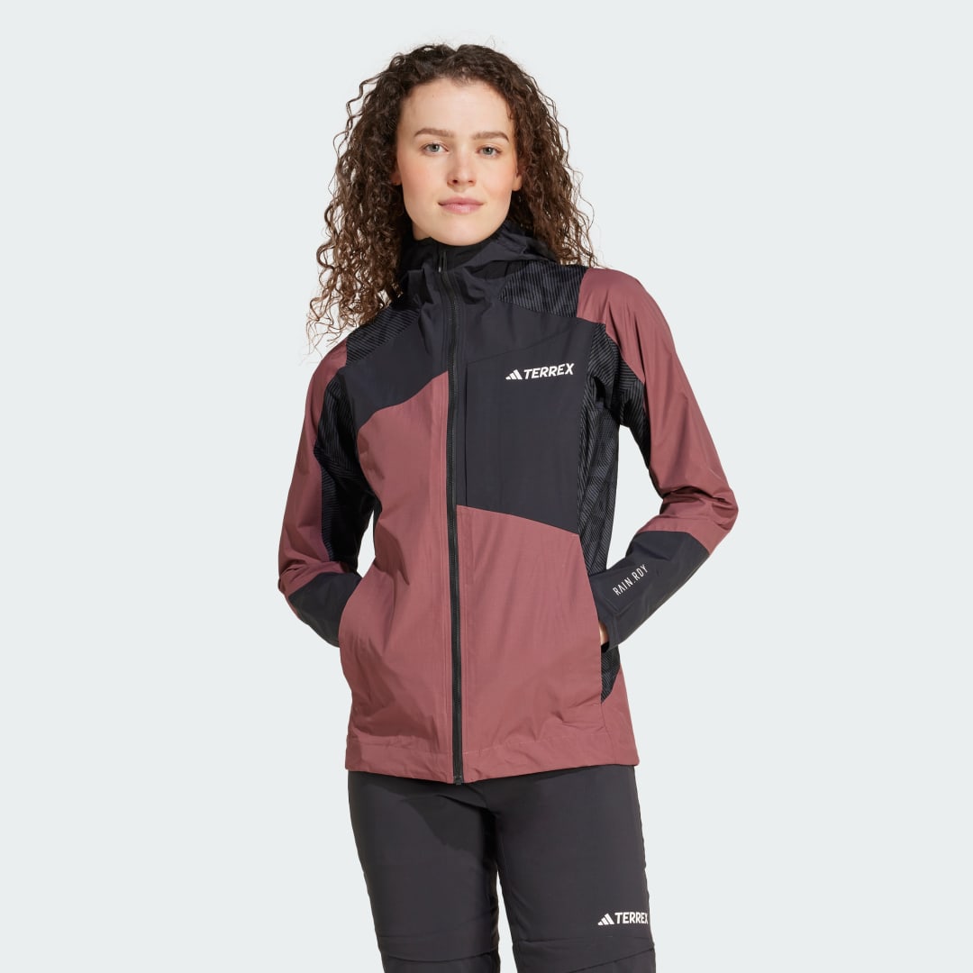 adidas TERREX Xperior Hybrid RAIN.RDY Jacket Hiking,Outdoor A2XL Women Burgundy / Black