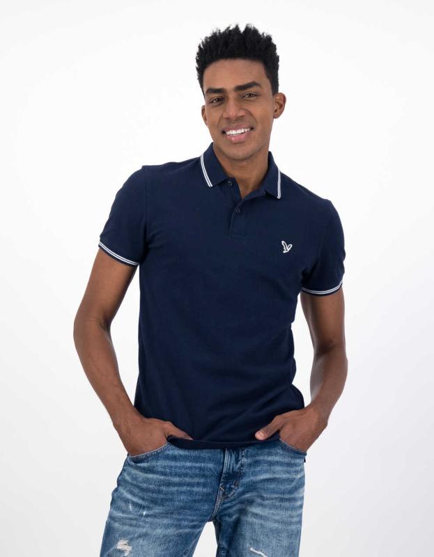 AE Slim Fit Tipped Flex Pique Polo Shirt - Navy, M 
