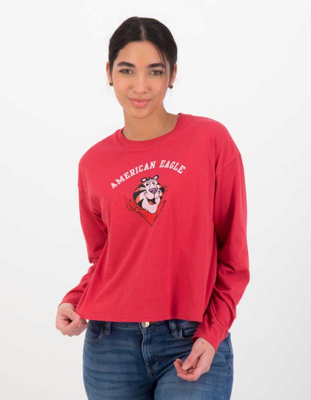 Kellogg’s x AE Tony the Tiger Long-Sleeve Graphic T-Shirt - Red, XS 