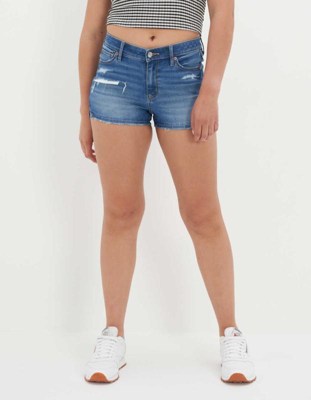 AE Ne(x)t Level High V-Rise Denim Short Short - Medium Vintage Wash, 10 