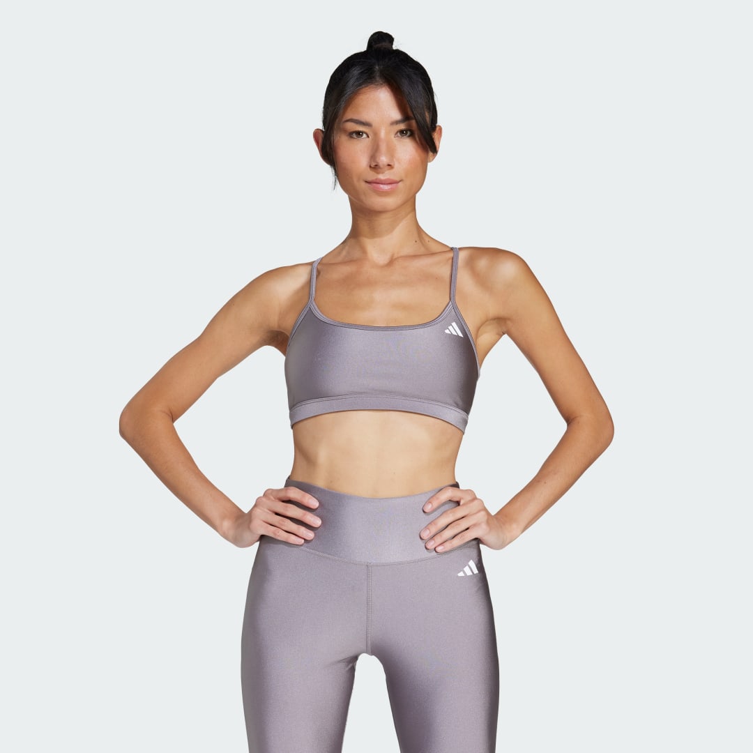 adidas Aeroreact Training Light-Support Shiny Bra Training AL C-D Women Taupe Oxide / White