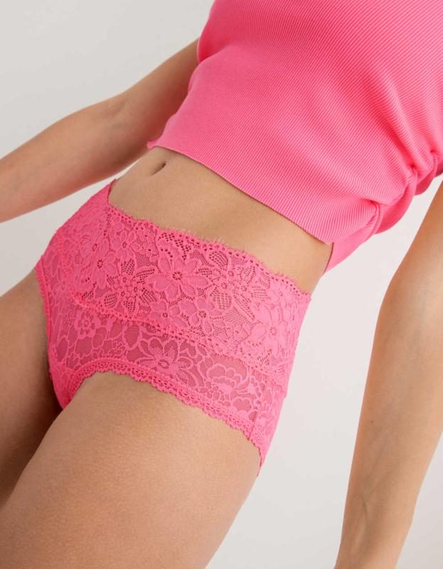 Show Off Eyelash Lace Boybrief Underwear - Coral Sun, M 