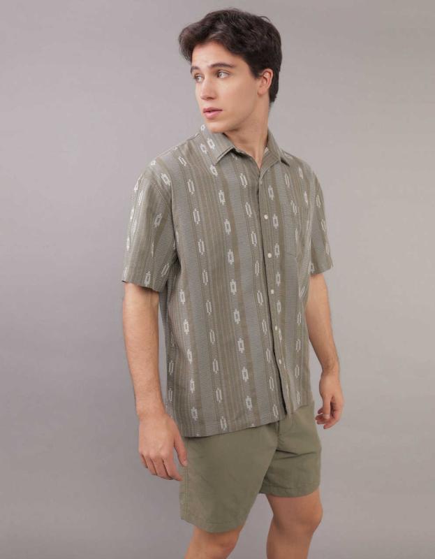 AE Button-Up Poolside Shirt - Olive Moss, XXL 