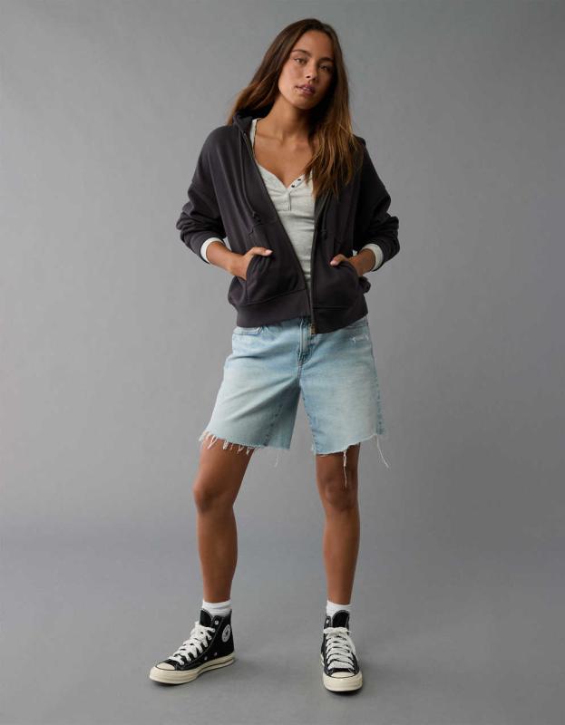 AE Fleece Zip Up Hoodie - Black, S 