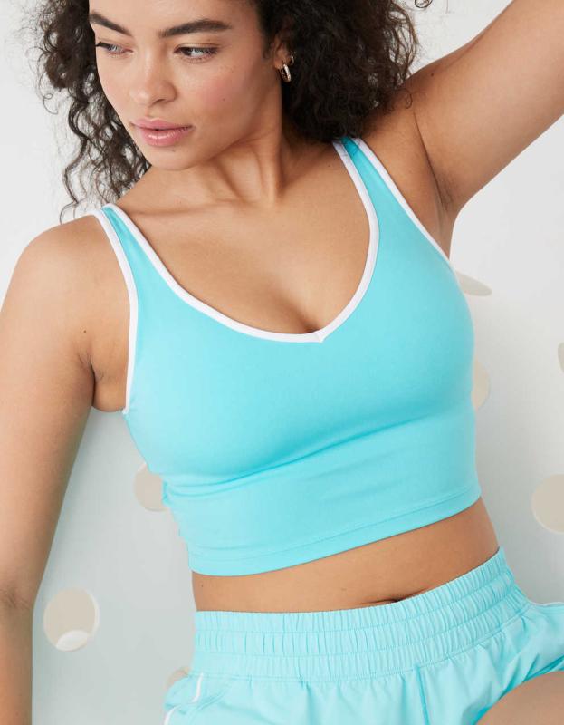 OFFLINE By Aerie Real Me Low Key Longline Sports Bra - Springs, L 