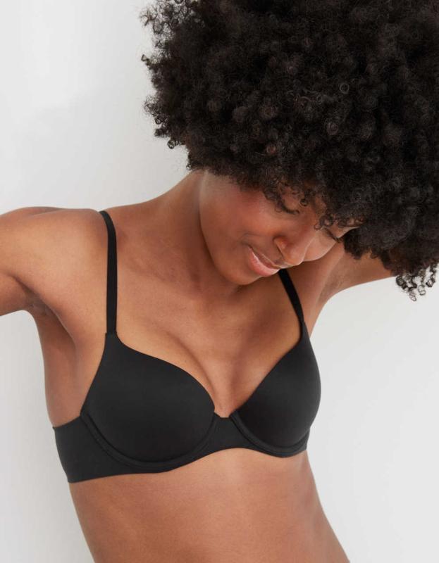 Aerie Real Sunnie Demi Push Up Bra - True Black, 75D 
