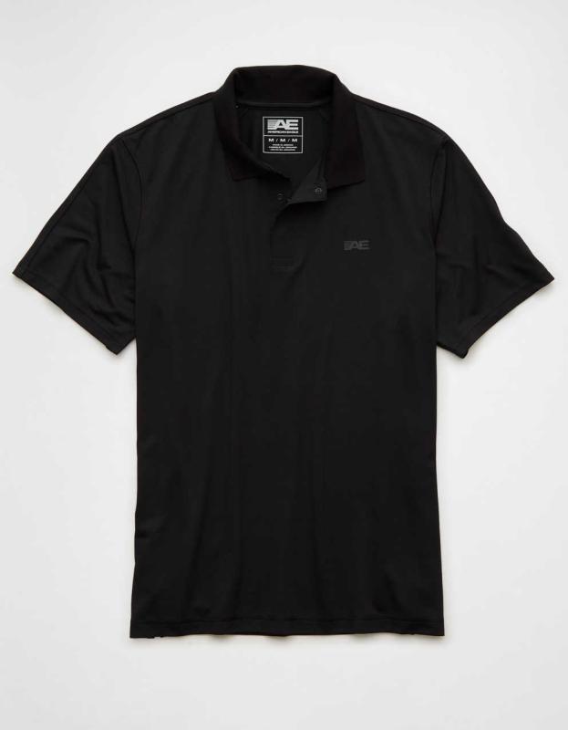 AE 24/7 Snap Collar Training Polo Shirt - Black, XXL 