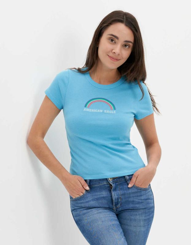 AE Hey Baby Tee - Aquamarine, XS 