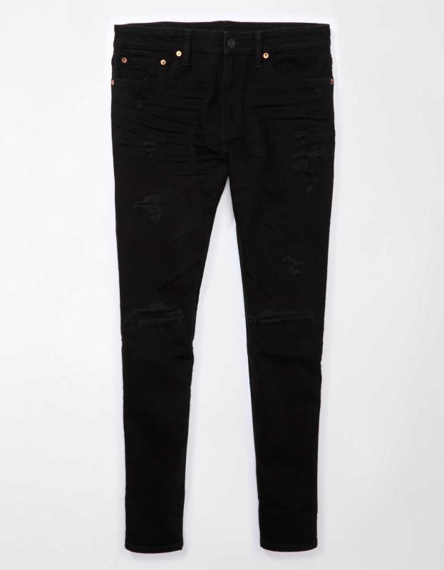 AE AirFlex+ Patched Ultrasoft Athletic Skinny Jean - True Black, 31W x 32L 