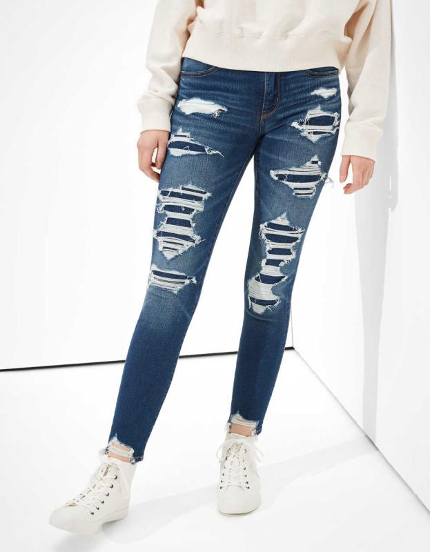 AE Dream Patched Jegging Crop - Shadow Patched Blues, 2 