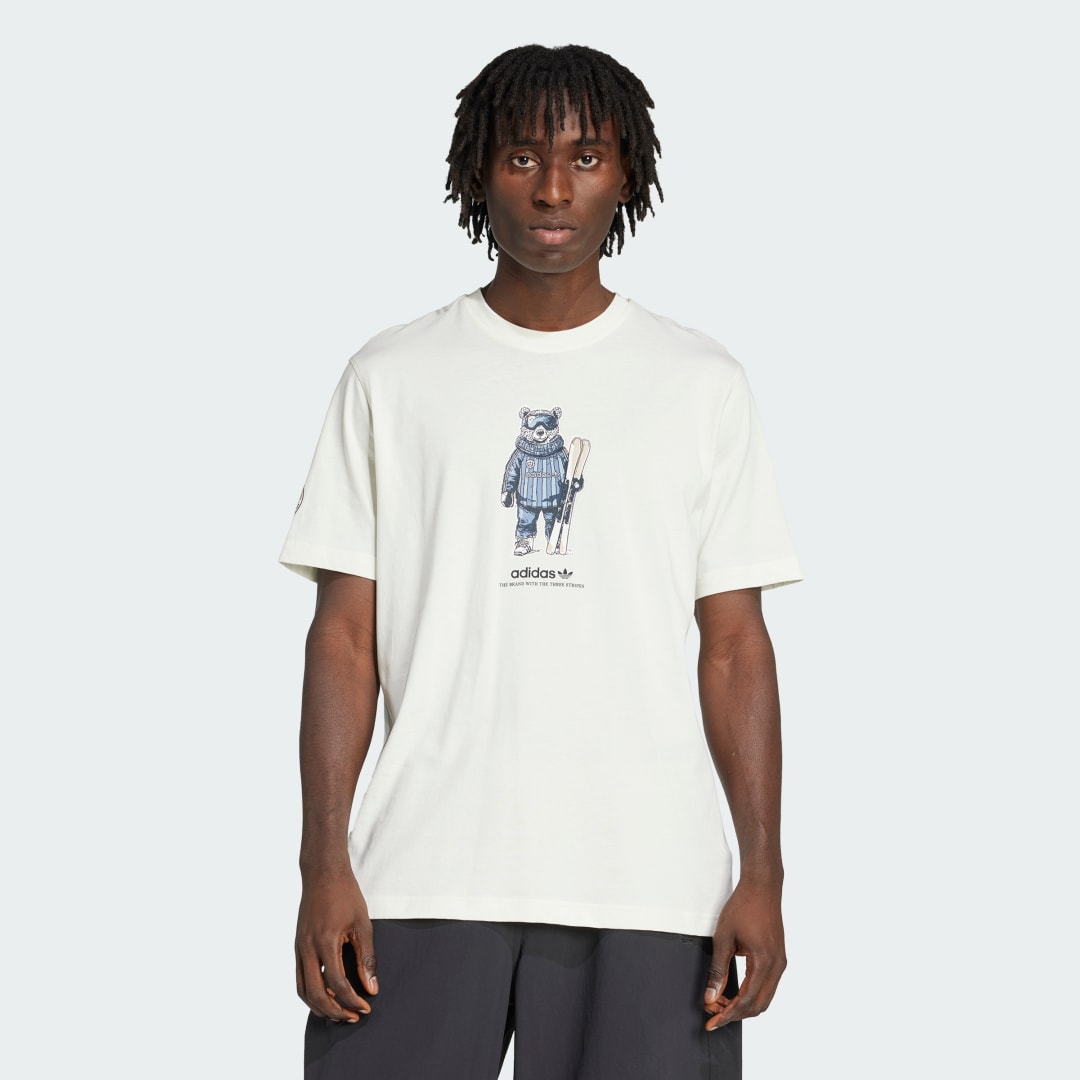 adidas Winter Sports Ski Bear Graphic Tee Lifestyle XL Men Off White