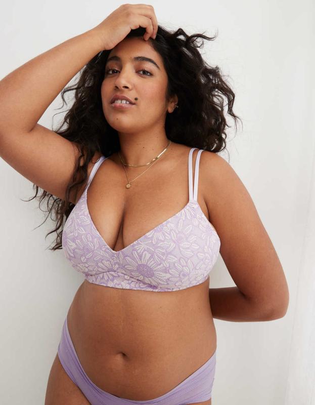 Sunnie Bloom Lace Wireless Push Up Bra - Lavender Dawn, 32B 