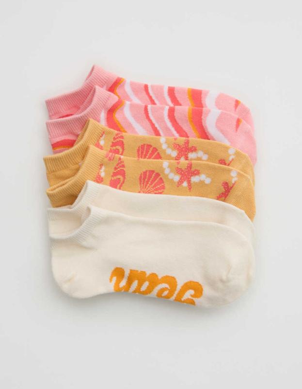 Aerie Ankle Sock 3-Pack - Coral, One Size 