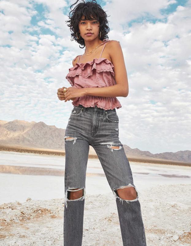 AE Ripped Highest Waist '90s Boyfriend Jean - Stone Gray, 0 