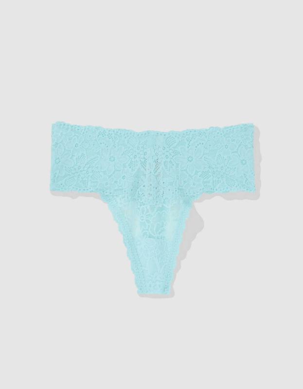 Show Off Eyelash Lace Thong Underwear - Healing Crystal, XL 