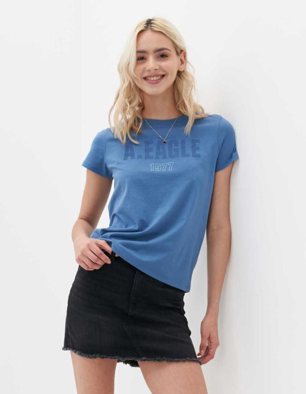 AE Slim Graphic Tee - Navy, XXS 