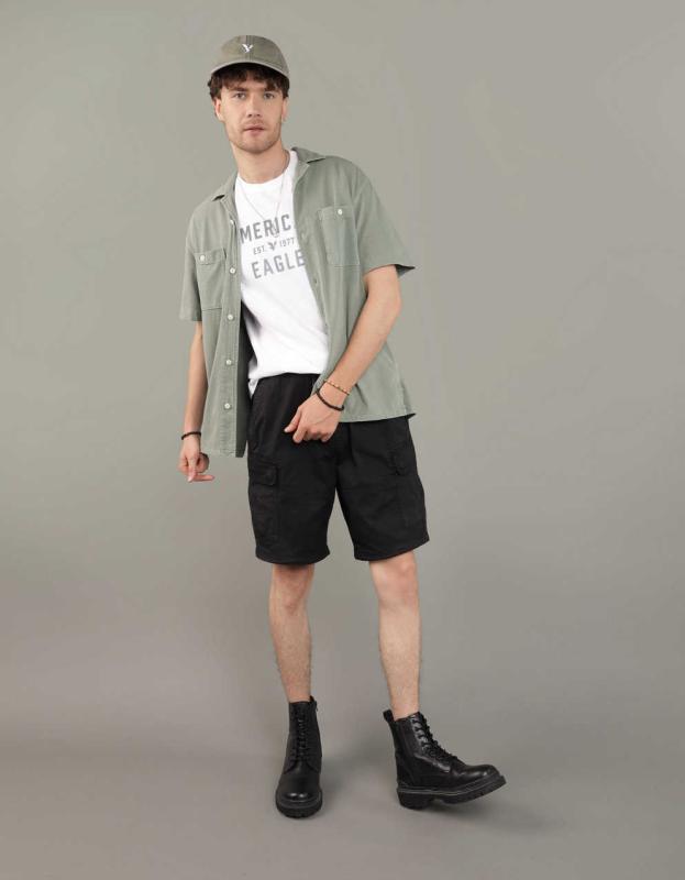 AE Button-Up Poolside Shirt - Faded Olive, S 