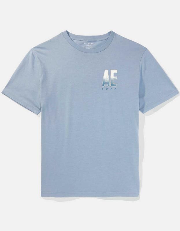 AE Elevated Logo Graphic T-Shirt - Ice Blue, XS 