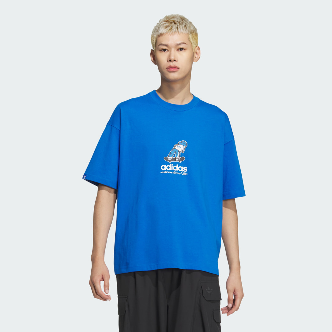 adidas City Skate Short Sleeve Tee Lifestyle A/4XL Men Blue Bird