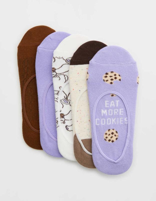 Aerie No Show Sock 5-Pack - Toasty, One Size 