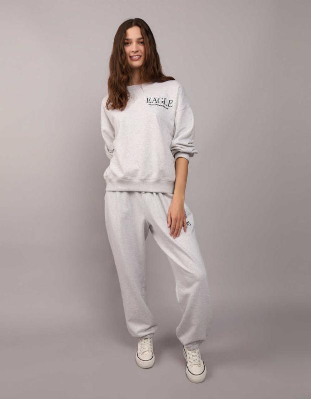 AE Logo Graphic Sweatshirt - Heather Gray, XS 