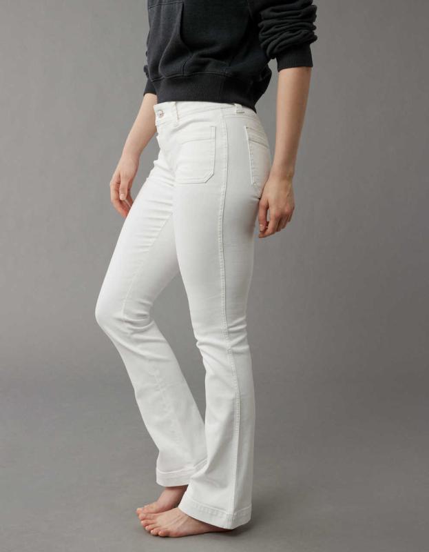 AE Next Level Low-Rise Kick Bootcut Jean - Gleam White, 12 