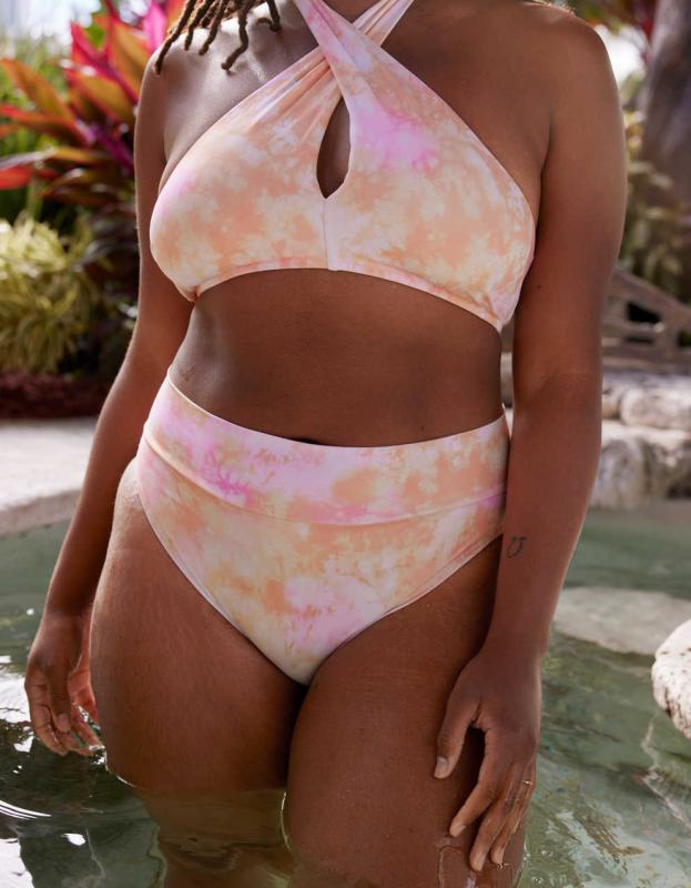 Aerie High Cut Cheeky Bikini Bottom - Beach Peach, S 