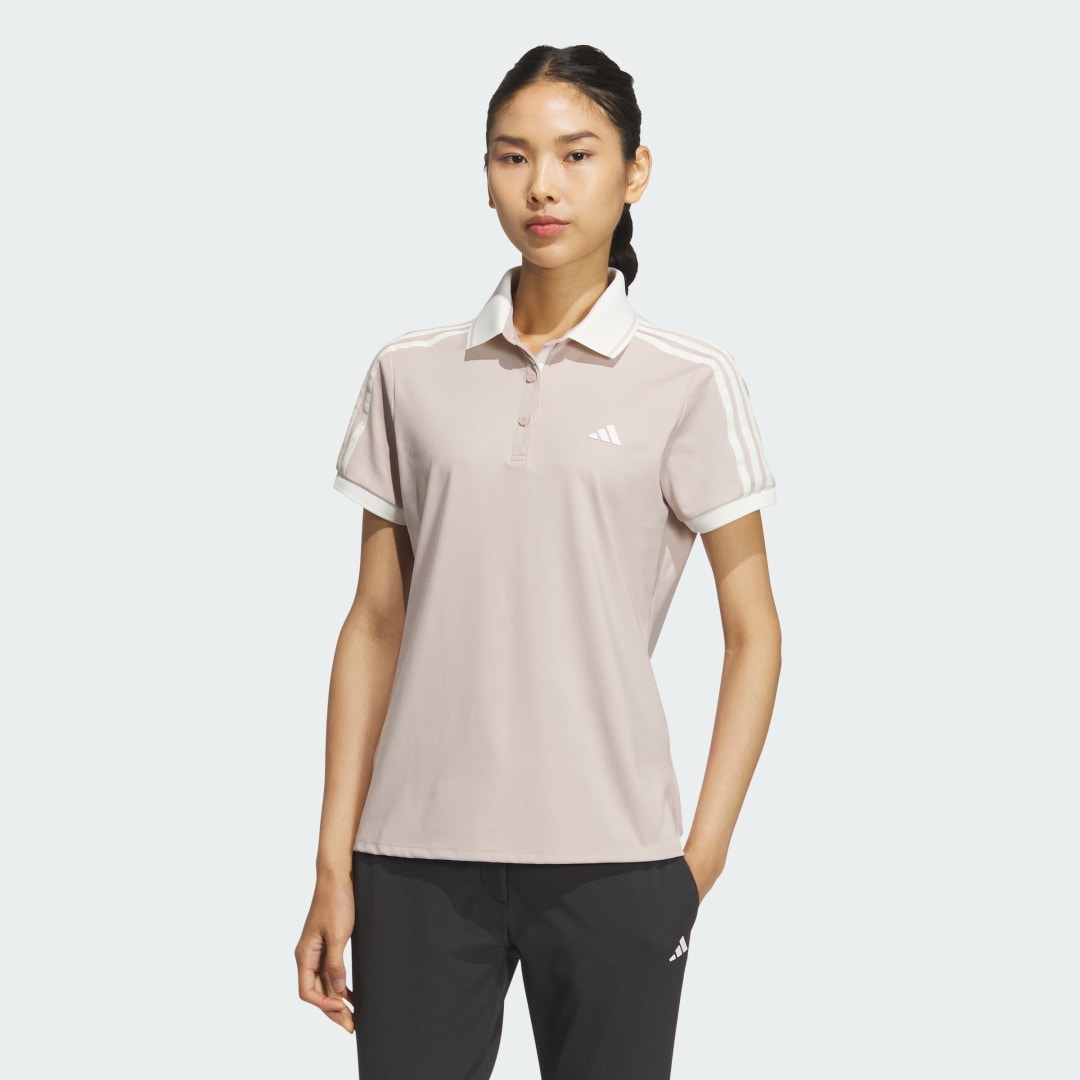 adidas 3-Stripes HEAT.RDY Short Sleeve Polo Shirt Golf A/2XS Women Wonder Taupe