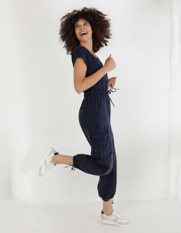 Aerie Twill Utility Jumpsuit - Dark Vintage Wash, XL 