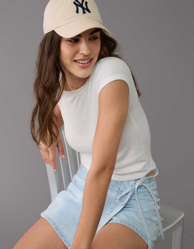 AE Hey Baby Waffle T-Shirt - Cream, XXS 
