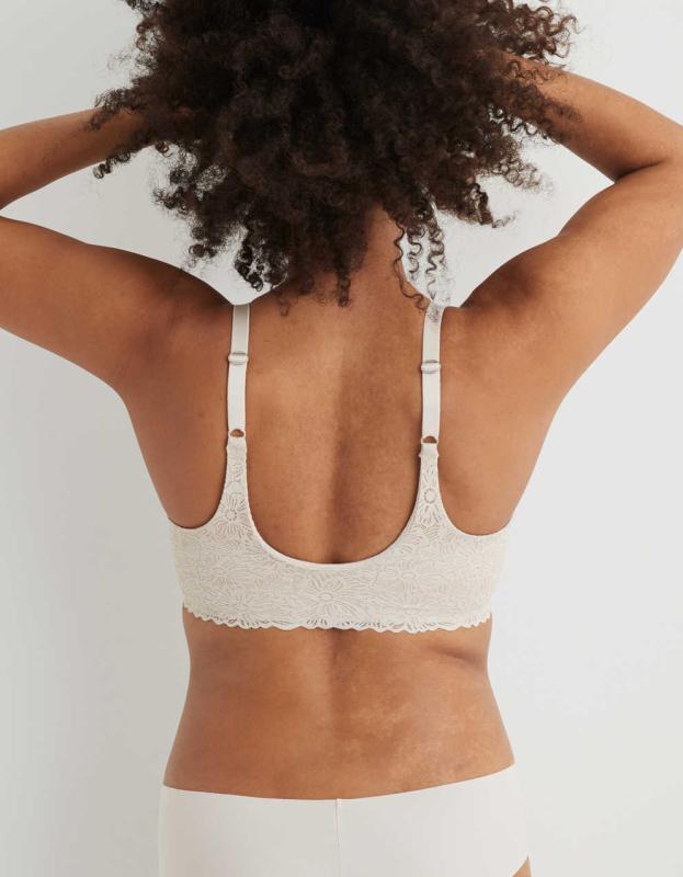 Aerie Real Sunnie Wireless Lightly Lined Blossom Lace Bra - Soft Satin, 80B 