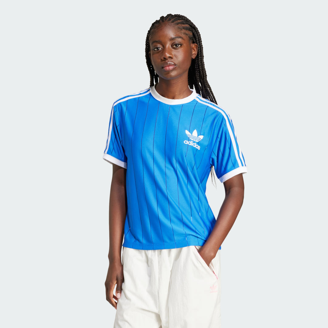 adidas Adicolor 3-Stripes Pinstripe Tee Lifestyle A/XS Women Blue