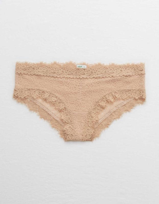 Aerie Eyelash Lace Cheeky Underwear - Sands, L 