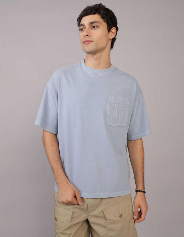 AE Oversized Pocket T-Shirt - Blue Mist, XL 