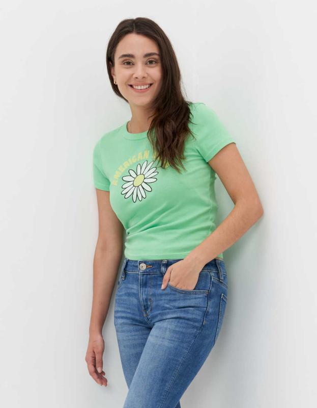 AE Hey Baby Tee - Green, XS 