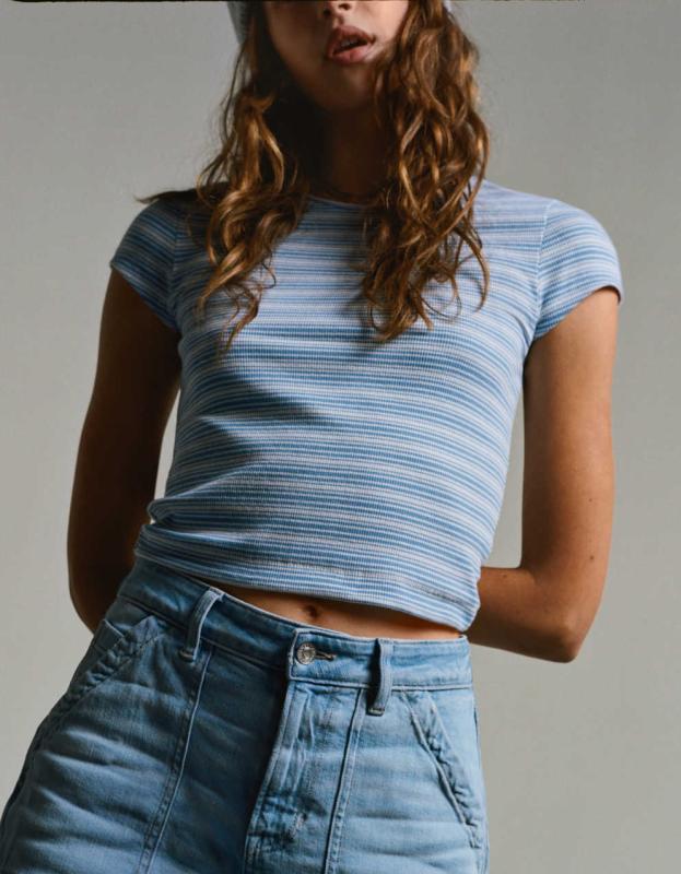 AE Hey Baby Ribbed T-Shirt - Blue, S 