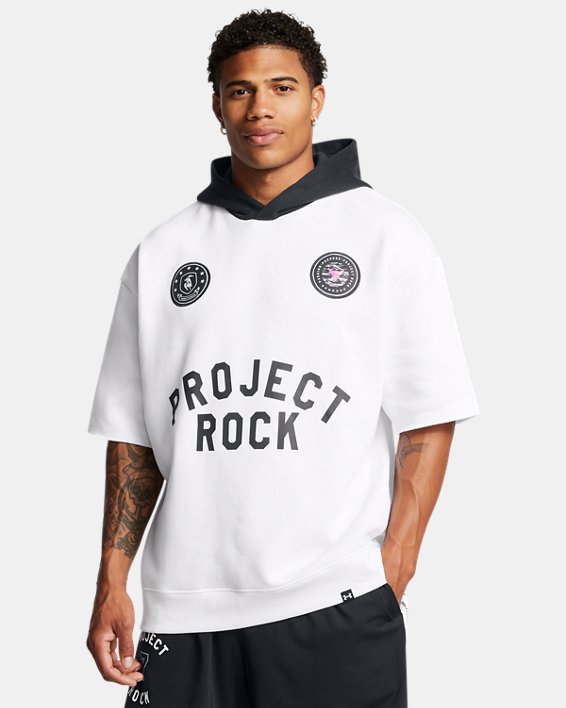 Men's Project Rock Icon Fleece Badge Of Honor Short Sleeve Hoodie