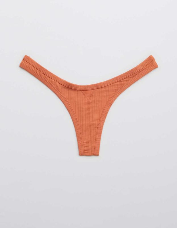 Superchill Modal Rib Thong Underwear - Rusty Peach, L 