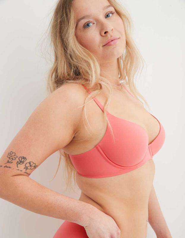 SMOOTHEZ Pull On Push Up Bra - Spicy Coral, 36C 