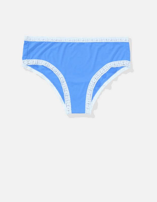 SMOOTHEZ Microfiber Lace Cheeky Underwear - Blue Heaven, XS 