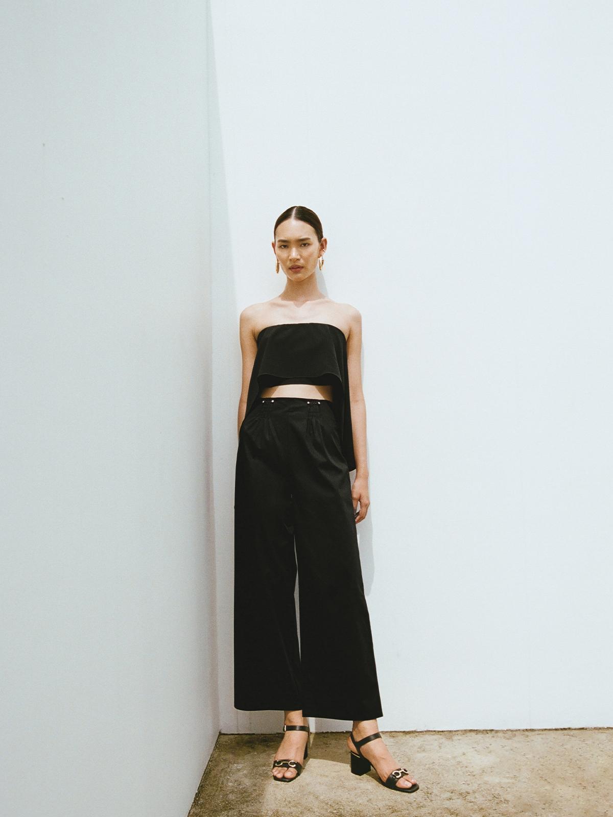 Sustainable High Waist Trousers - Black