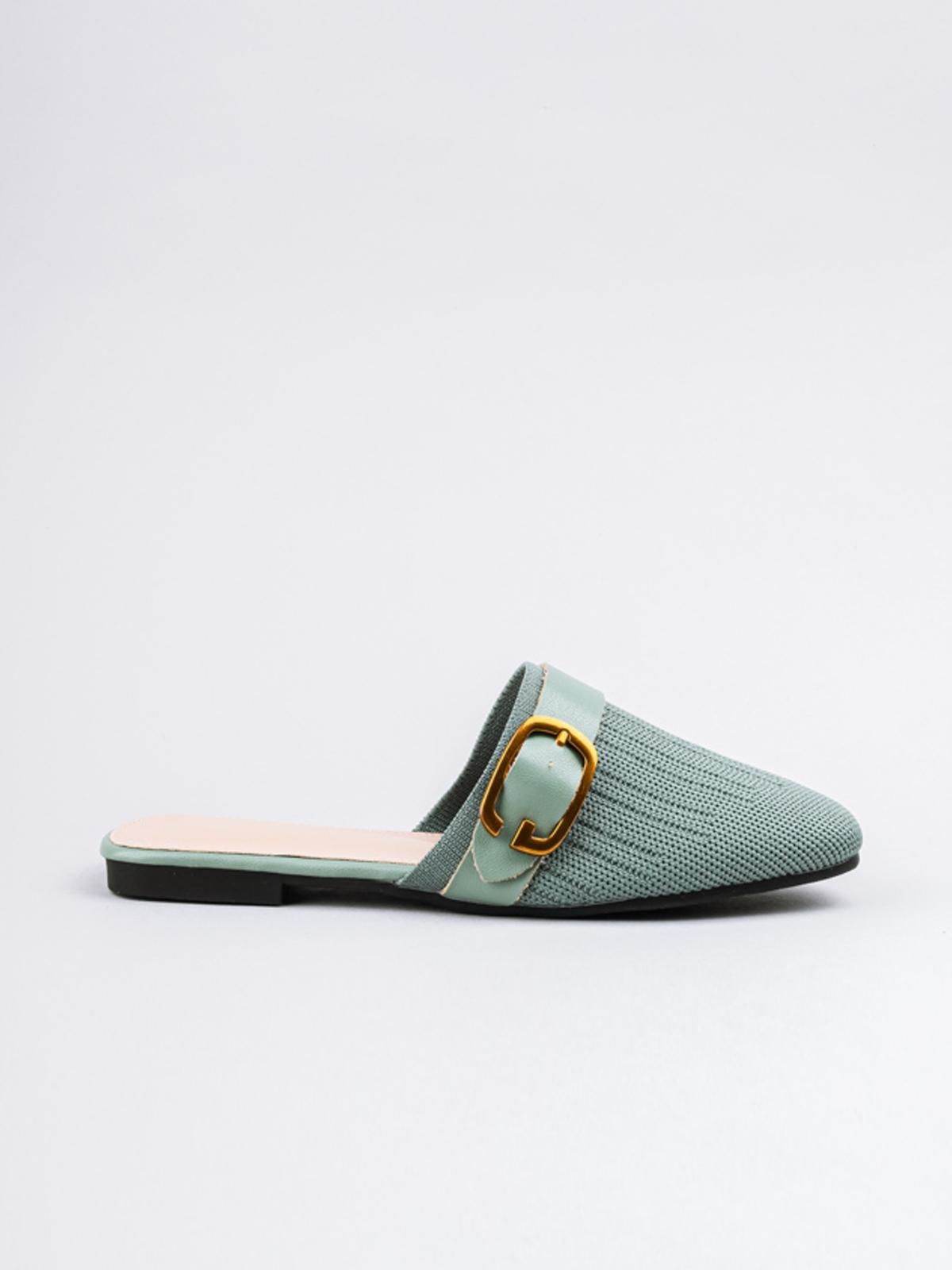 Knit Upper Flat Mule - Green