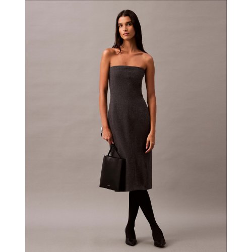 Brushed Wool Blend Strapless Dress